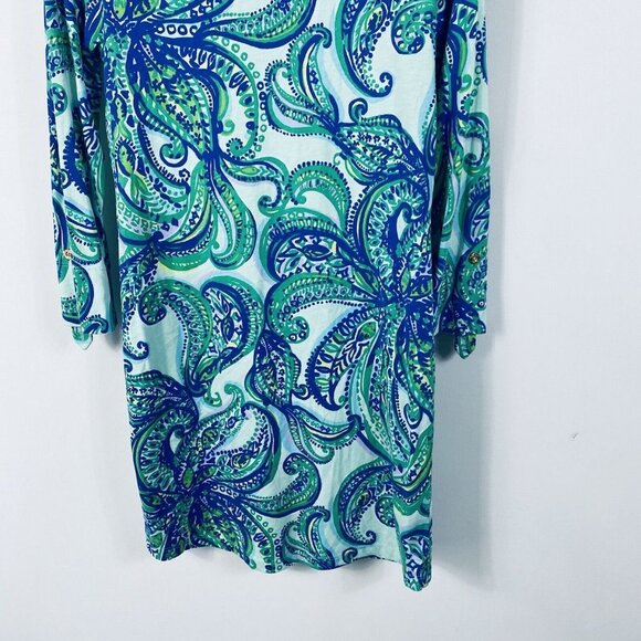 Lilly Pulitzer XS Rossmore T-Shirt Dress Keep It Current Poolside Blue 12326. - Picture 8 of 8